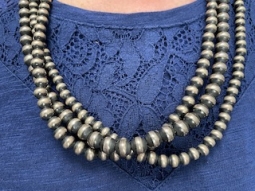 24" long, 3 Strand Navajo Pearl Sterling Silver Necklace